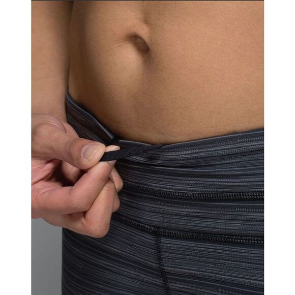 LULULEMON Women’s Cyber Stripe Deep Coal Black Run: Inspire Crop II (Mesh) Leggi - Picture 6 of 12
